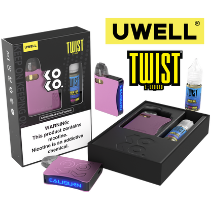 Uwell Caliburn AK3 Kit + A3S 0.8ohm Pods (x2) + Daddy's Vapor 10mL Salts 50mg set