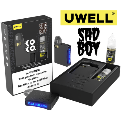 Uwell Caliburn AK3 Kit + A3S 0.8ohm Pods (x2) + Daddy's Vapor 10mL Salts 50mg