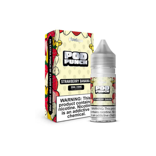 Strawberry Banana | Vapetasia Pod Punch Salts | 30mL 25mg bottle with packaging