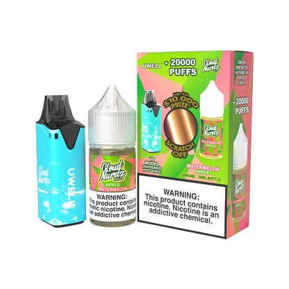 Collab Bundle – Uwell V6 Disposable Device + Daddy’s Vapor 30mL Juice CLR: Blue/ FLV: Watermelon Apple