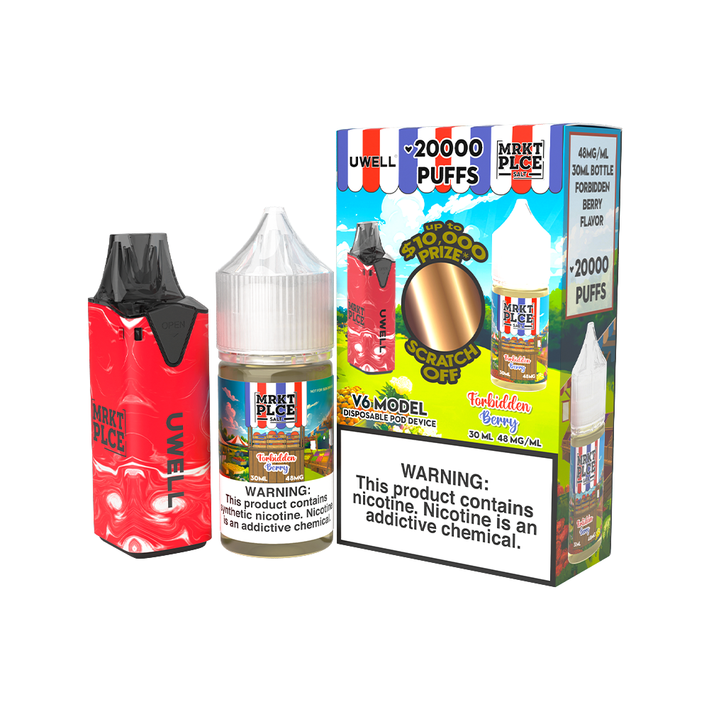 Collab Bundle – Uwell V6 Disposable Device + Daddy’s Vapor 30mL Juice CLR: Red/ FLV: Forbidden Berry