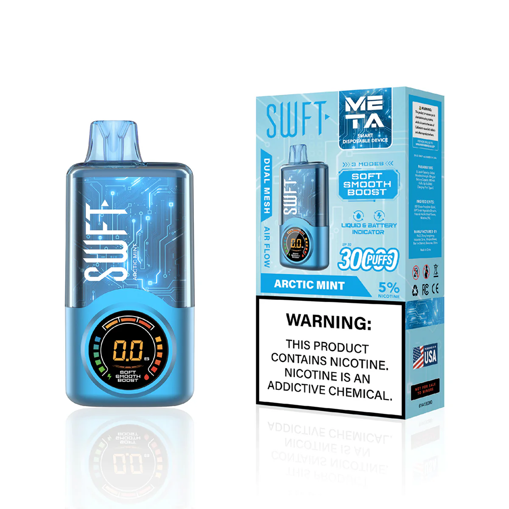 SWFT Meta - 30000 Puffs Disposable - 24mL 50mg Arctic Mint with packaging