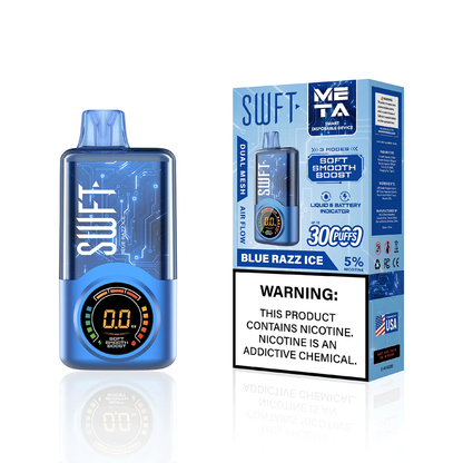 SWFT Meta - 30000 Puffs Disposable - 24mL 50mg Blue Razz Ice with packaging