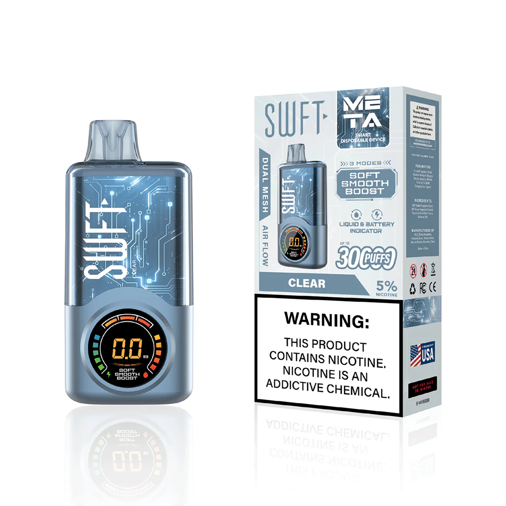 SWFT Meta - 30000 Puffs Disposable - 24mL 50mg Clear with packaging