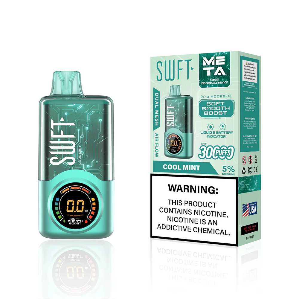 SWFT Meta - 30000 Puffs Disposable - 24mL 50mg Cool Mint with packaging