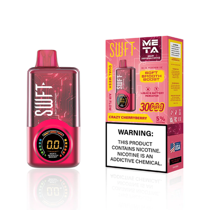 SWFT Meta - 30000 Puffs Disposable - 24mL 50mg Crazy Cherryberry with packaging