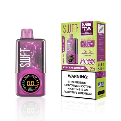 SWFT Meta - 30000 Puffs Disposable - 24mL 50mg Kiwi Passion Ice with packaging