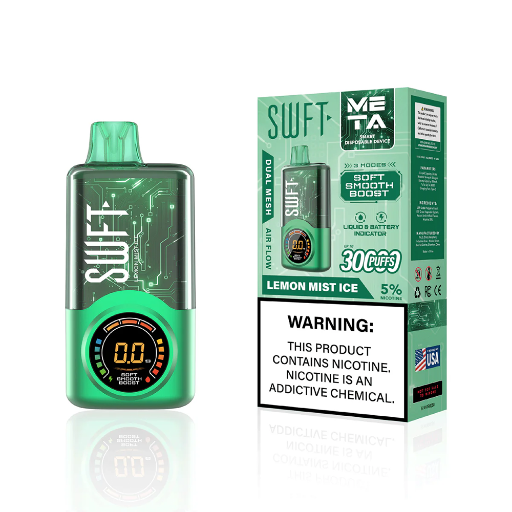 SWFT Meta - 30000 Puffs Disposable - 24mL 50mg Lemon Mist Ice with packaging