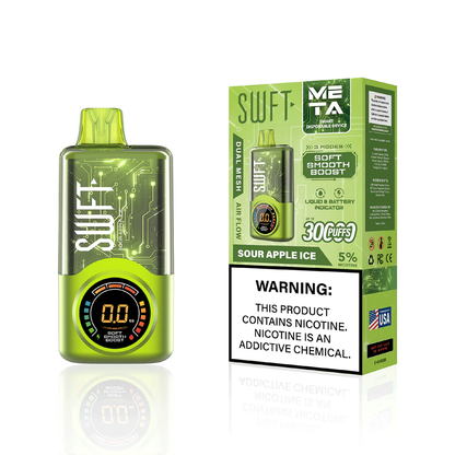 SWFT Meta - 30000 Puffs Disposable - 24mL 50mg Sour Apple Ice with packaging