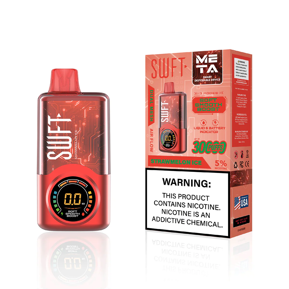 SWFT Meta - 30000 Puffs Disposable - 24mL 50mg Strawmelon Ice with packaging