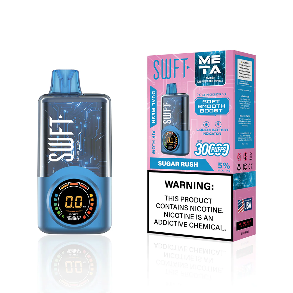 SWFT Meta - 30000 Puffs Disposable - 24mL 50mg Sugar Rush with packaging