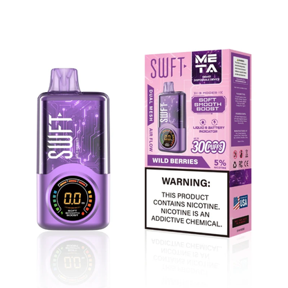 SWFT Meta - 30000 Puffs Disposable - 24mL 50mg Wild Berries with packaging