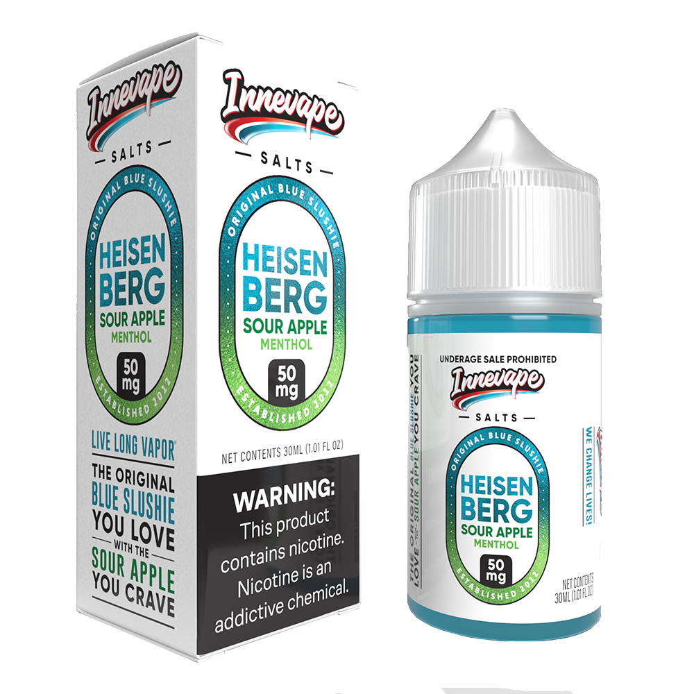 Heisenberg Sour Apple Menthol | Innevape Salts | 30mL 50mg bottle with packaging