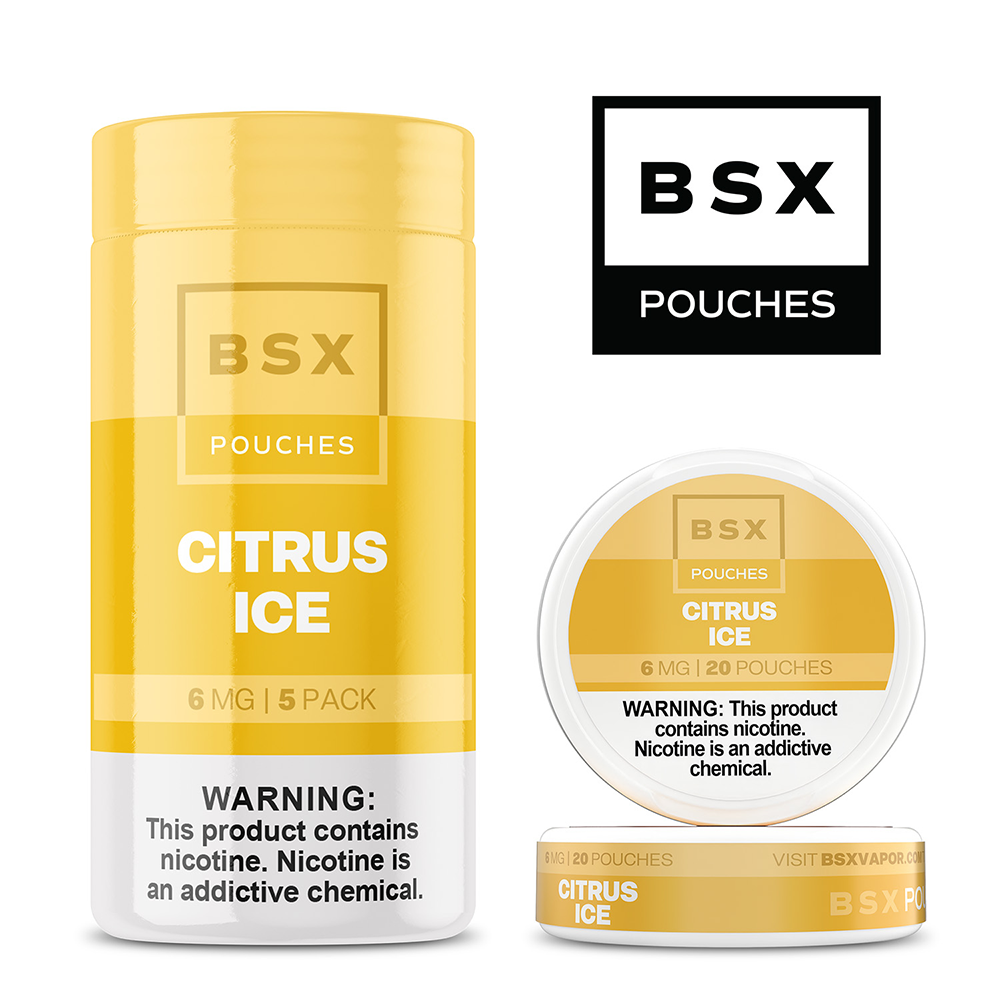 Basix Nicotine Pouches (20ct Can)(5-Can Pack) | Citrus Ice with Packaging 