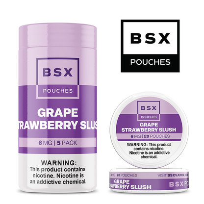 Basix Nicotine Pouches (20ct Can)(5-Can Pack) | Grape Strawberry Slush with Packaging