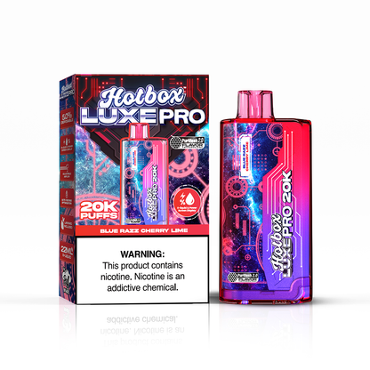 Puff Labs Hotbox Luxe Pro | 20000Puff | 22mL - Blue Razz Cherry Lime with packaging