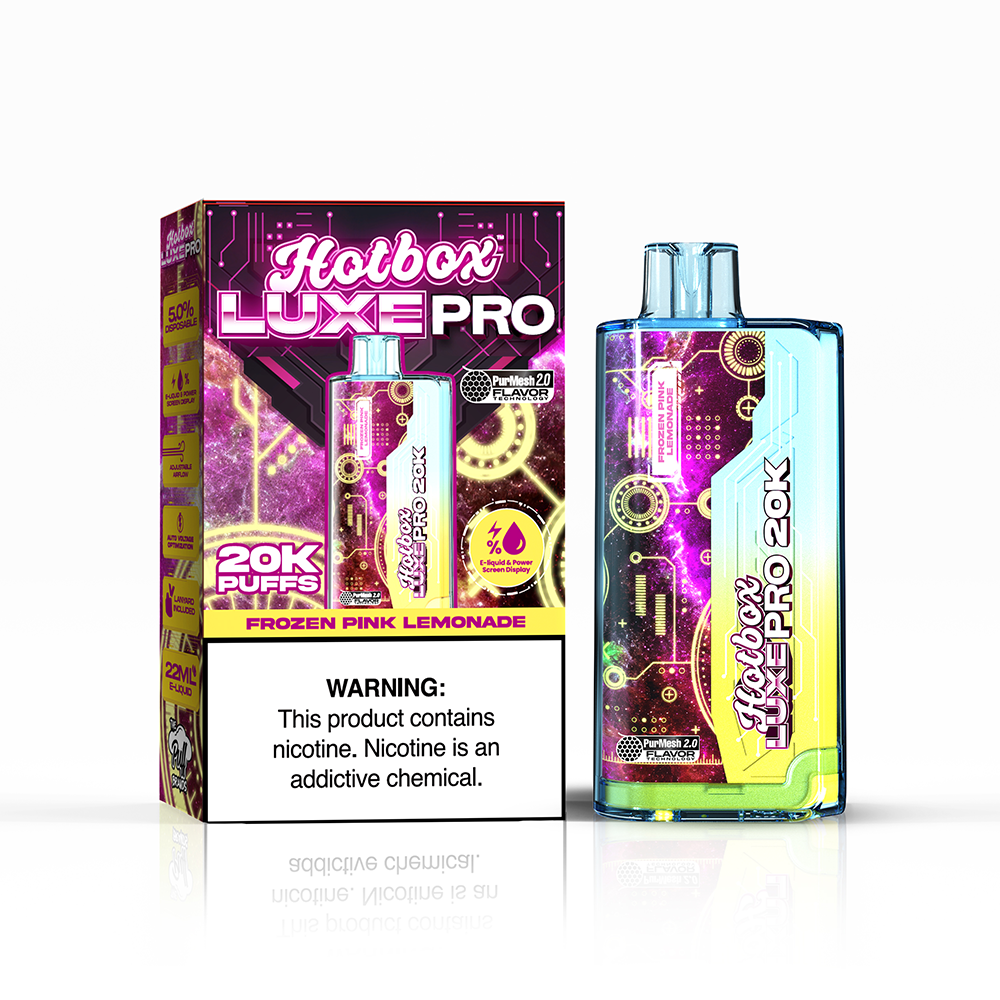 Puff Labs Hotbox Luxe Pro | 20000Puff | 22mL - Frozen Pink Lemonade with packaging