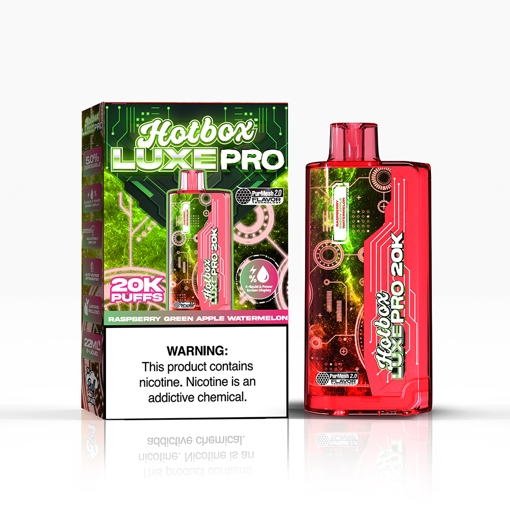 Puff Labs Hotbox Luxe Pro | 20000Puff | 22mL - Raspberry Green Apple Watermelon with packaging