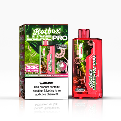 Puff Labs Hotbox Luxe Pro | 20000Puff | 22mL - Raspberry Green Apple Watermelon with packaging