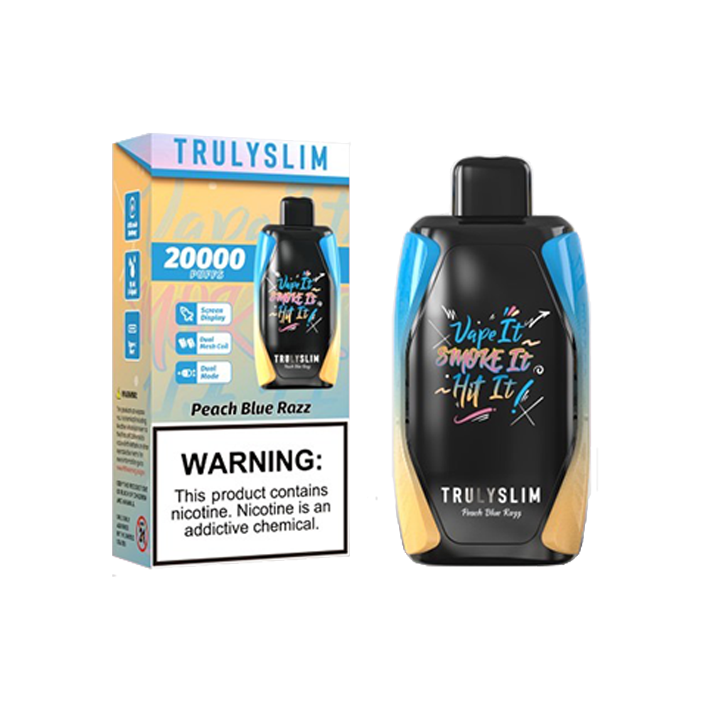 Truly Bar Trulyslim 20K | 20000Puff | 18mL - Peach Blue Razz with packaging