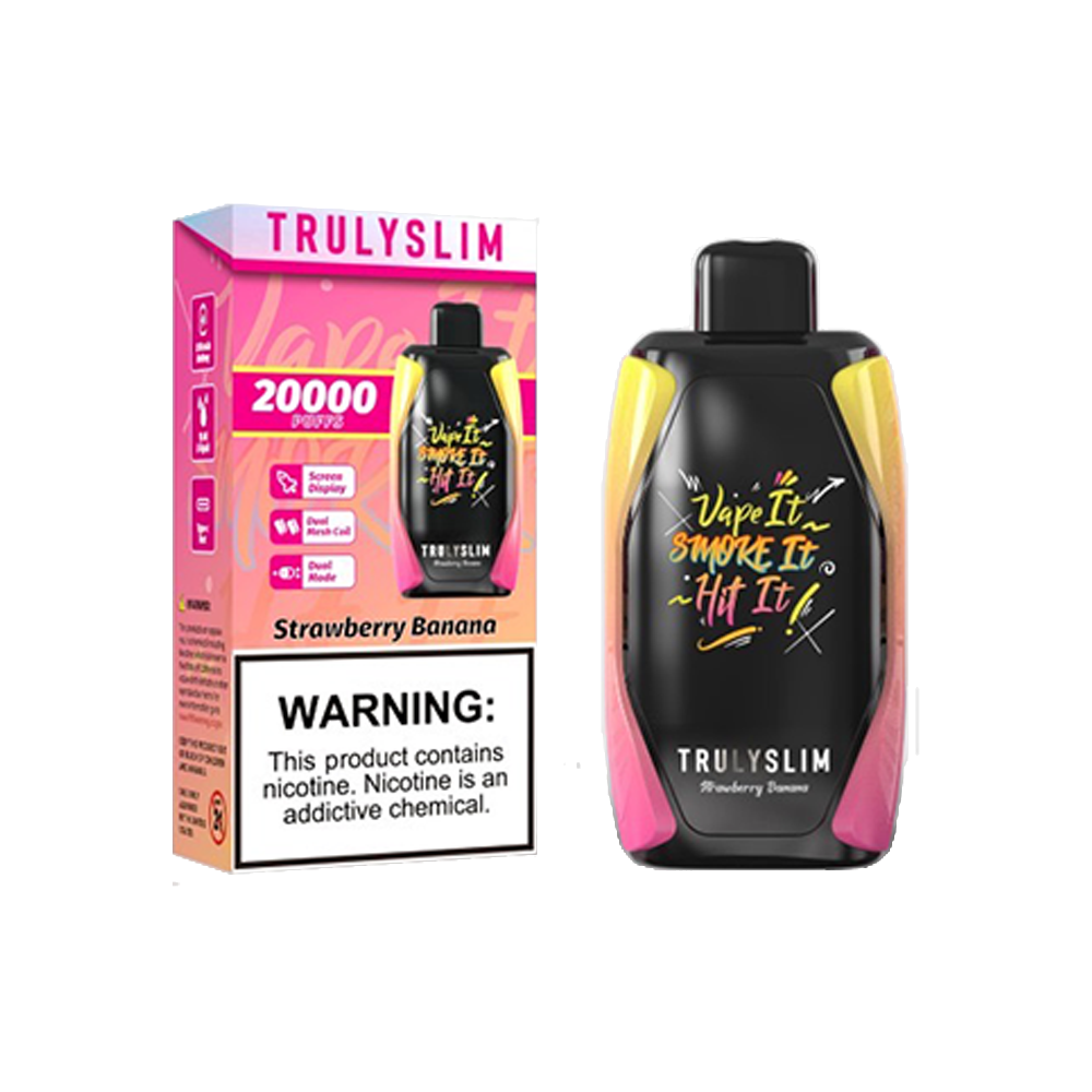 Truly Bar Trulyslim 20K | 20000Puff | 18mL - Strawberry Banana with packaging