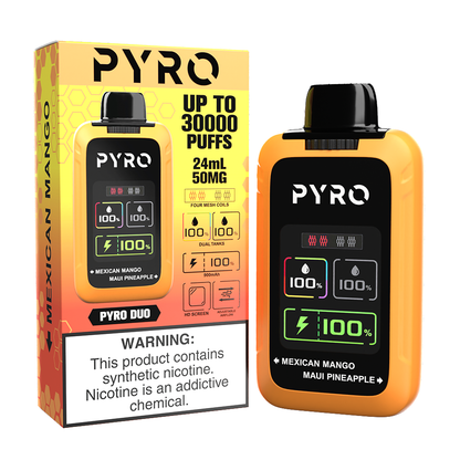 Pyro Duo | 30000Puff | 24mL - Mexican Mango / Maui Pineapple with packaging