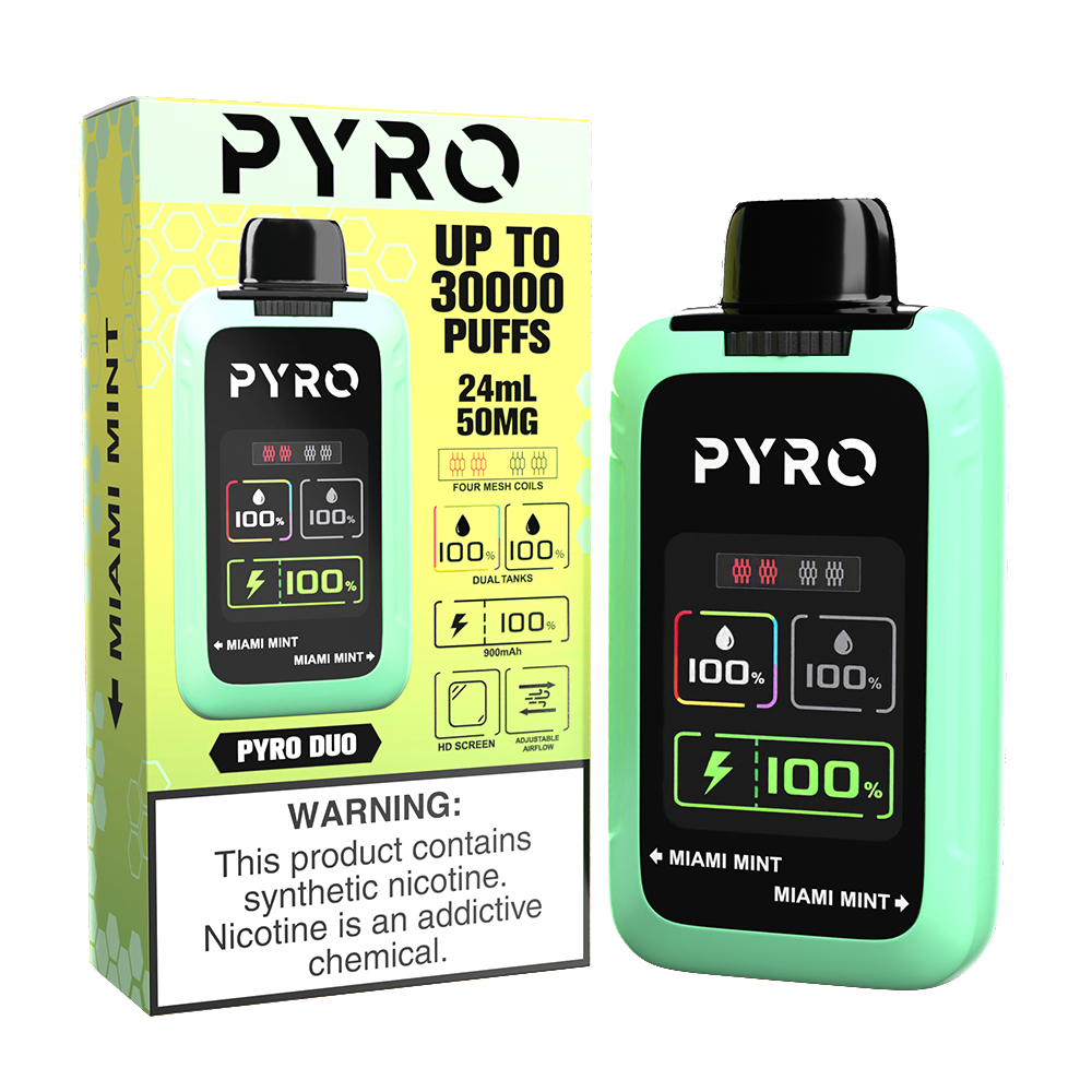 Pyro Duo | 30000Puff | 24mL - Miami Mint with packaging