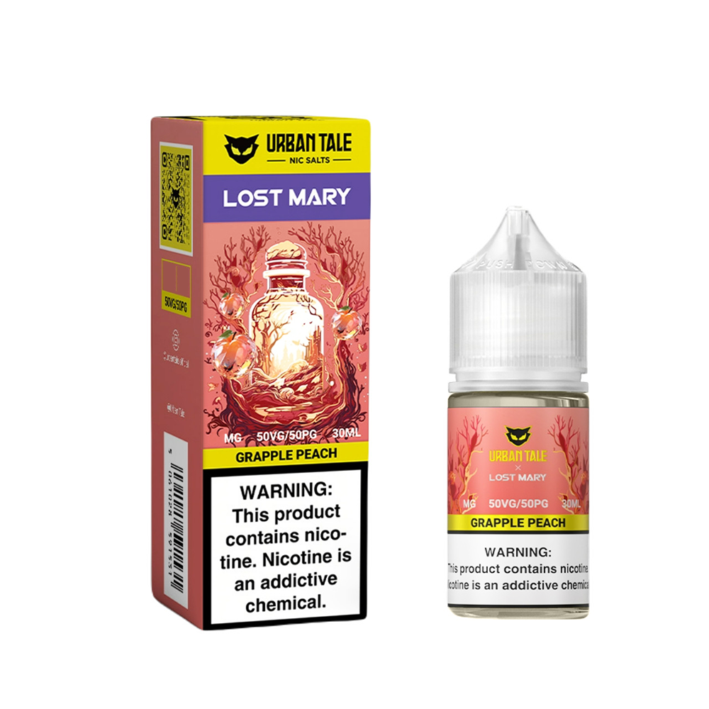 Grapple Peach by Urban Tale Lost Mary Salts  30mL (Salt Nic) with packaging