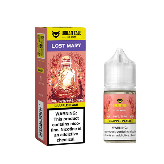 Grapple Peach by Urban Tale Lost Mary Salts  30mL with packaging