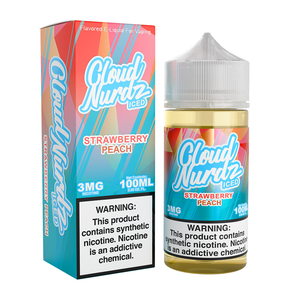 Cloud Nurdz - Strawberry Peach Ice E-Juice - 100mL with packaging