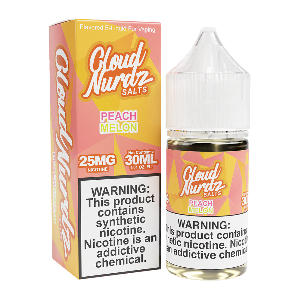 Peach Melon | Cloud Nurdz Salts | 30mL 25mg bottle with packaging