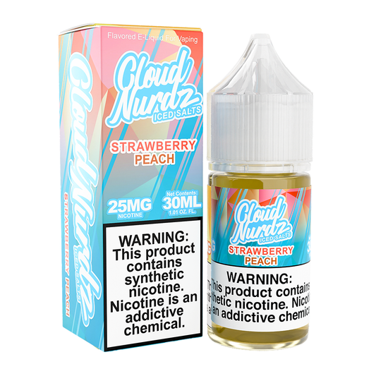 Strawberry Peach Ice | Cloud Nurdz Salts | 30mL 25mg bottle with packaging