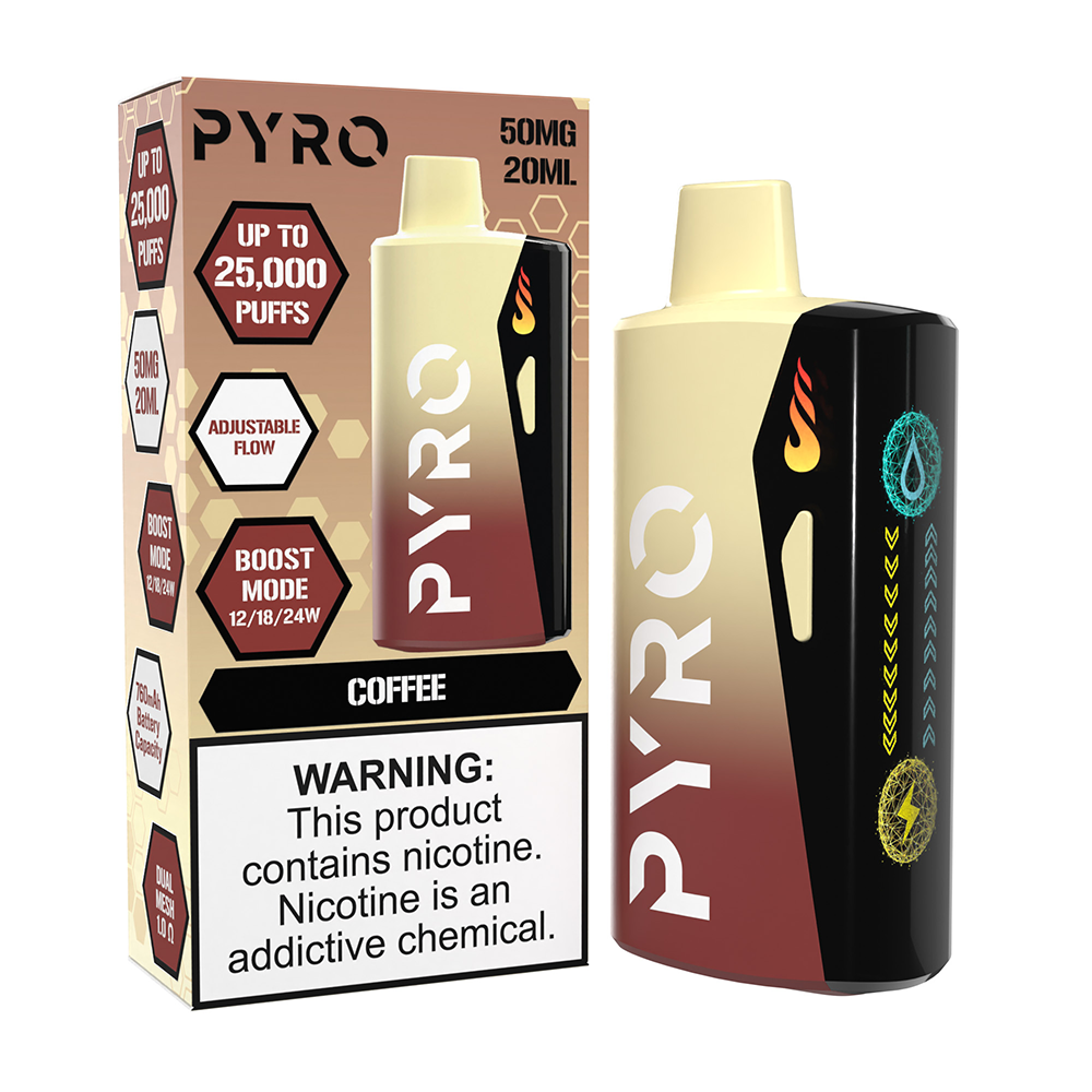 Pyro Boost | 25000 Puffs  | 20mL | 50mg - Coffee with packaging