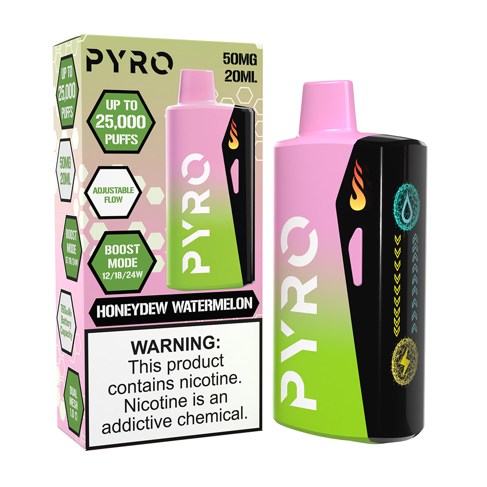 Pyro Boost | 25000 Puffs  | 20mL | 50mg - Honeydew Watermelon with packaging