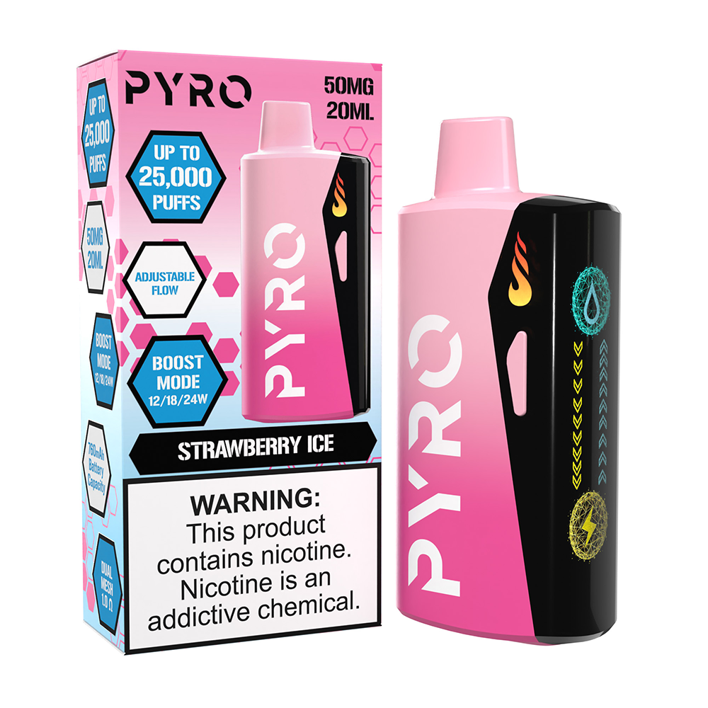 Pyro Boost | 25000 Puffs  | 20mL | 50mg - Strawberry Ice with packaging