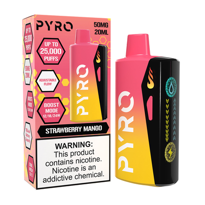 Pyro Boost | 25000 Puffs  | 20mL | 50mg - Strawberry Mango with packaging