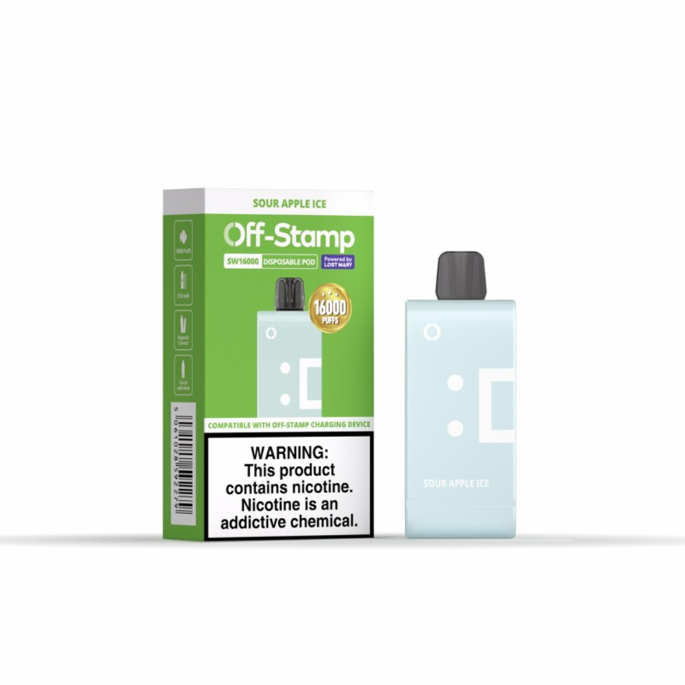 Off Stamp | 50mg | 16000Puff | 17mL | SW16000 - Sour Apple Ice with packaging