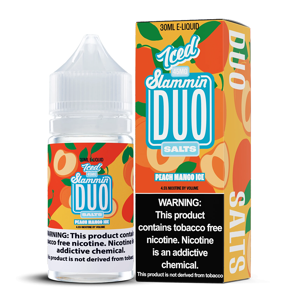 Peach Mango Ice by Slammin Duo Salts 30mL with packaging