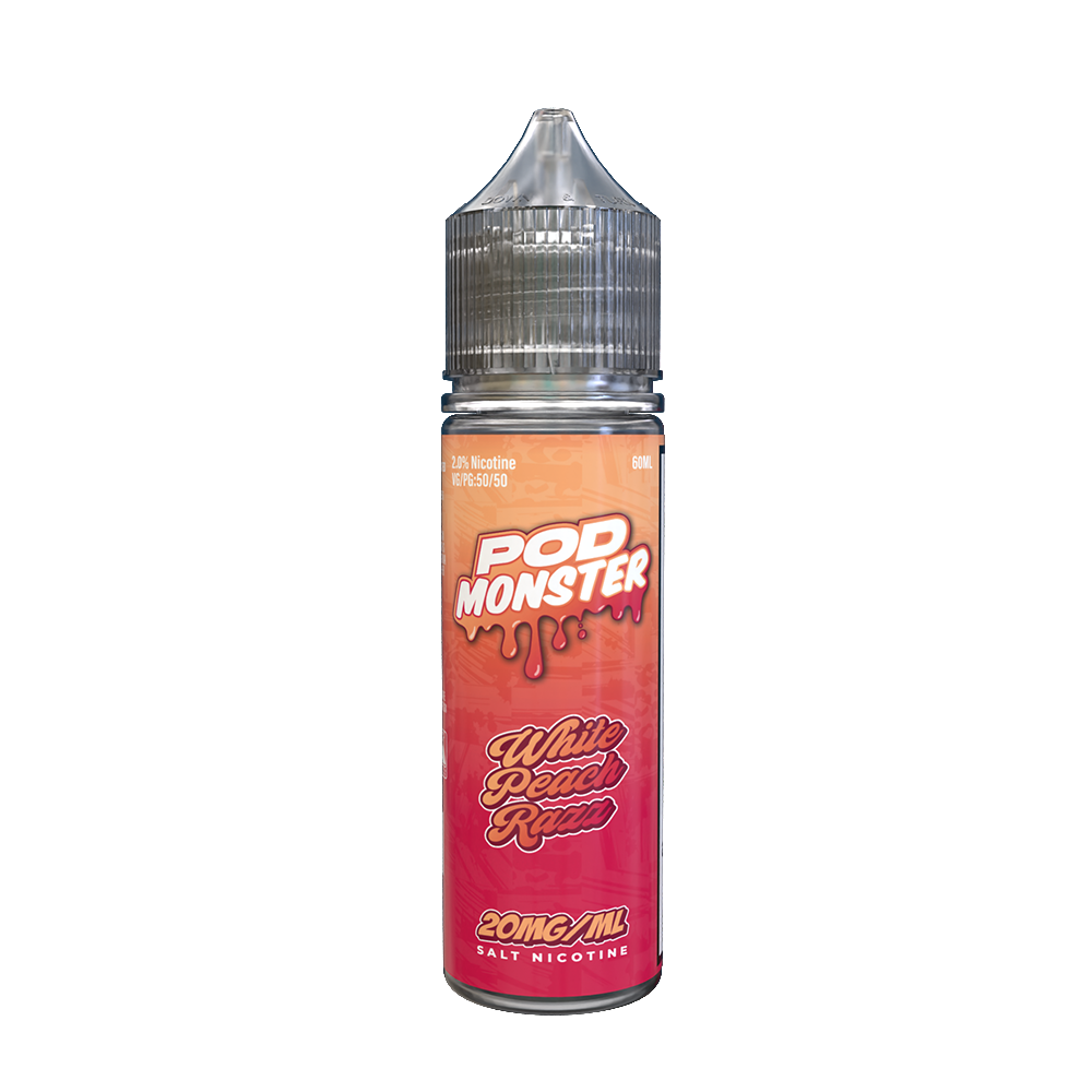 Pod Monster SALTS E-Liquid - White Peach Razz, 60mL