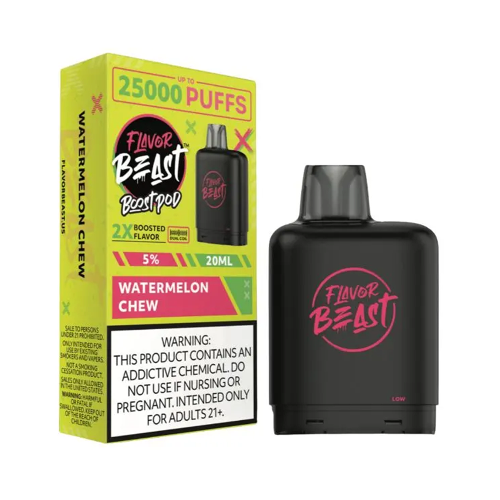 Flavor Beast Level X Boost Pods (1pc) - 25000 Puffs Disposable - 20mL 50mg - Watermelon Chew with packaging