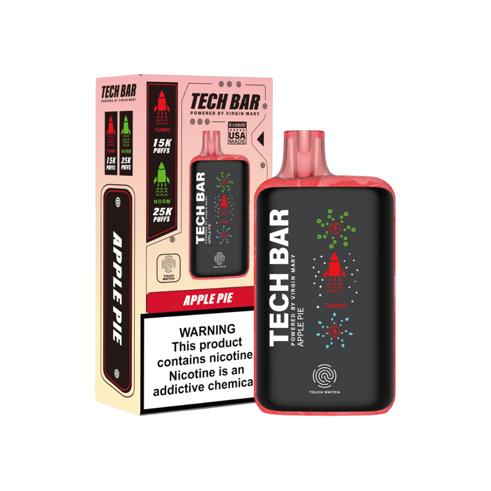 Tech Bar Disposable 25000 Puffs 25mL 50mg | Apple Pie with Packaging