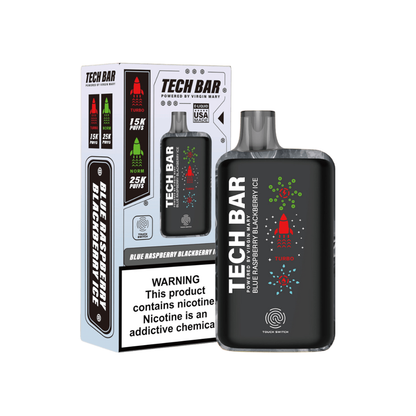 Tech Bar Disposable 25000 Puffs 25mL 50mg | Blue Raspberry Blackberry Ice with Packaging