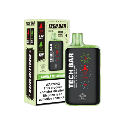 Tech Bar Disposable 25000 Puffs 25mL 50mg | Vanilla ice Cream with Packaging