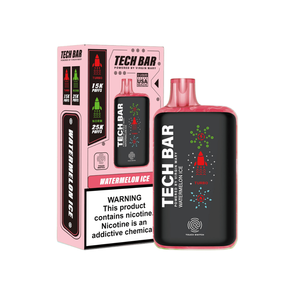 Tech Bar Disposable 25000 Puffs 25mL 50mg | Watermelon Ice with Packaging