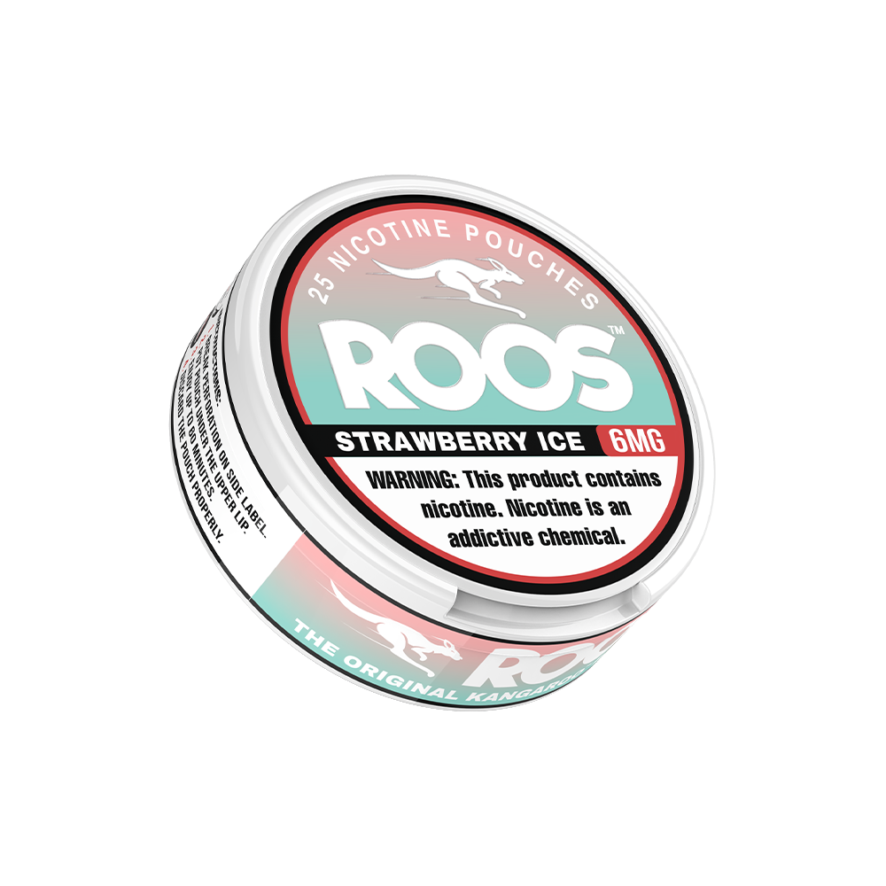 Roos Nicotine Pouches (25ct Can)(5-Can Pack) | Strawberry Ice 6mg