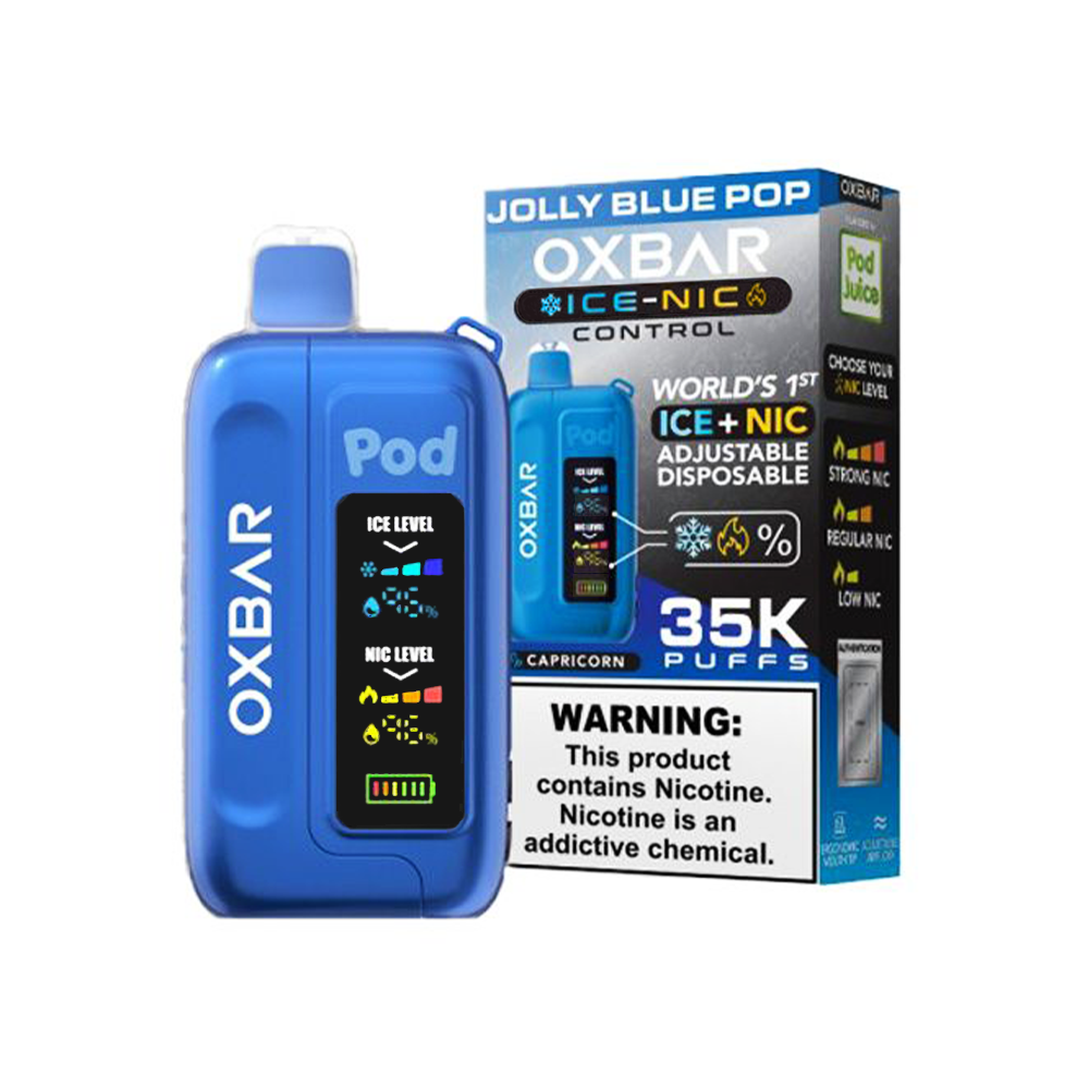 Oxbar Ice+Nic Control Pod Juice Edition - 35000 Puffs Disposable - 14mL 50mg | Jolly Blue Pop  with packaging