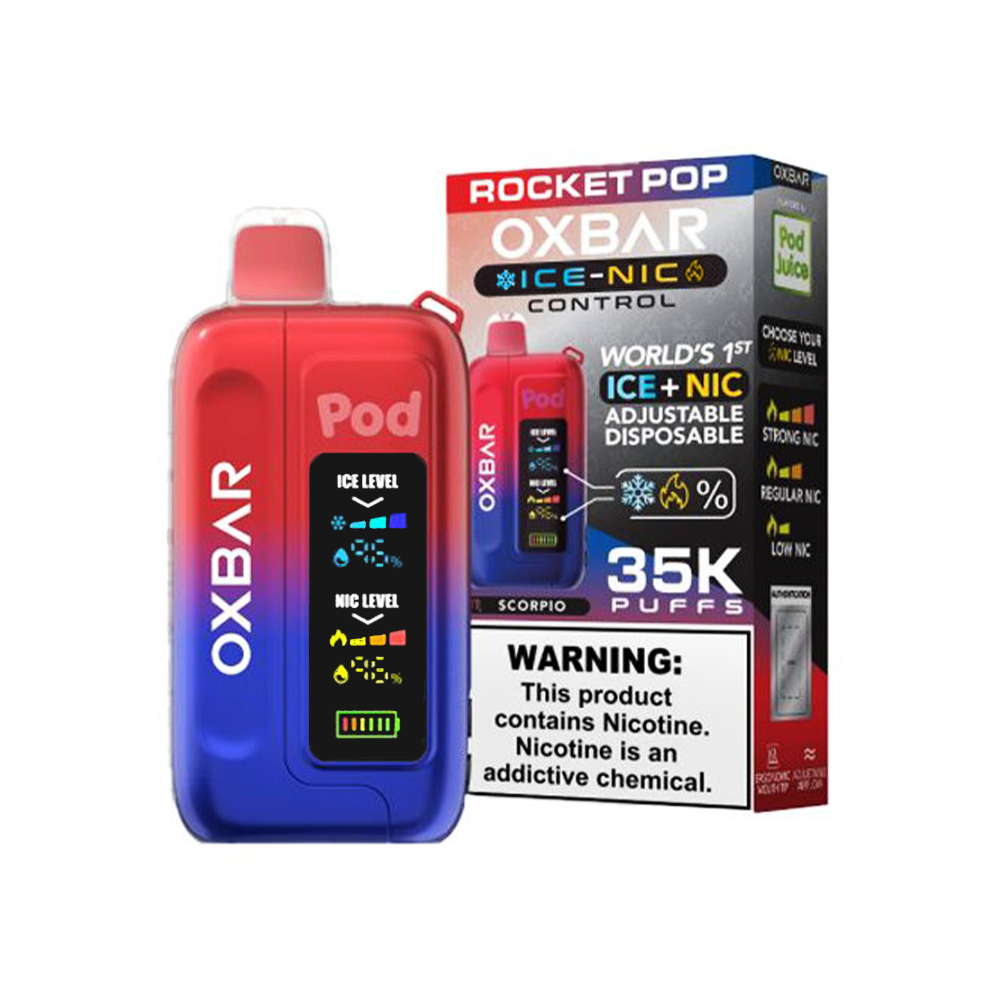 Oxbar Ice+Nic Control Pod Juice Edition - 35000 Puffs Disposable - 14mL 50mg | Rocket Pop  with packaging