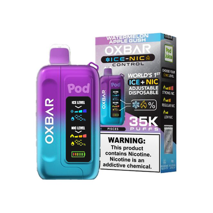 Oxbar Ice+Nic Control Pod Juice Edition - 35000 Puffs Disposable - 14mL 50mg | Watermelon Apple Gush  with packaging