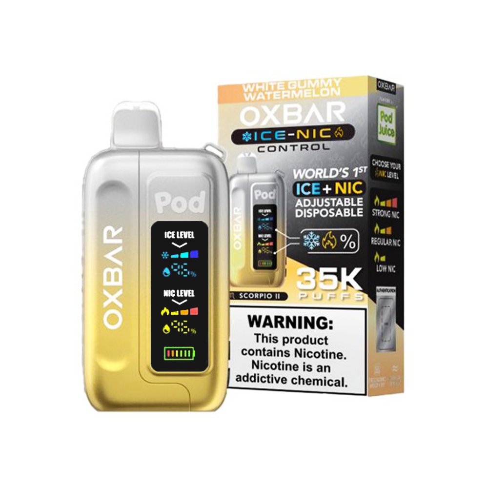 Oxbar Ice+Nic Control Pod Juice Edition - 35000 Puffs Disposable - 14mL 50mg | White Gummy Watermelon with packaging