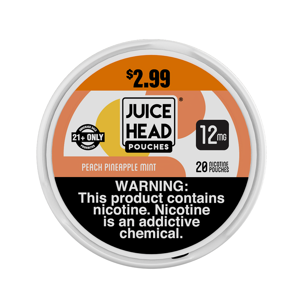 Juice Head ZTN - Nicotine Pouch (20ct Can)(5-Can Pack) | Peach Pineapple Mint 12mg